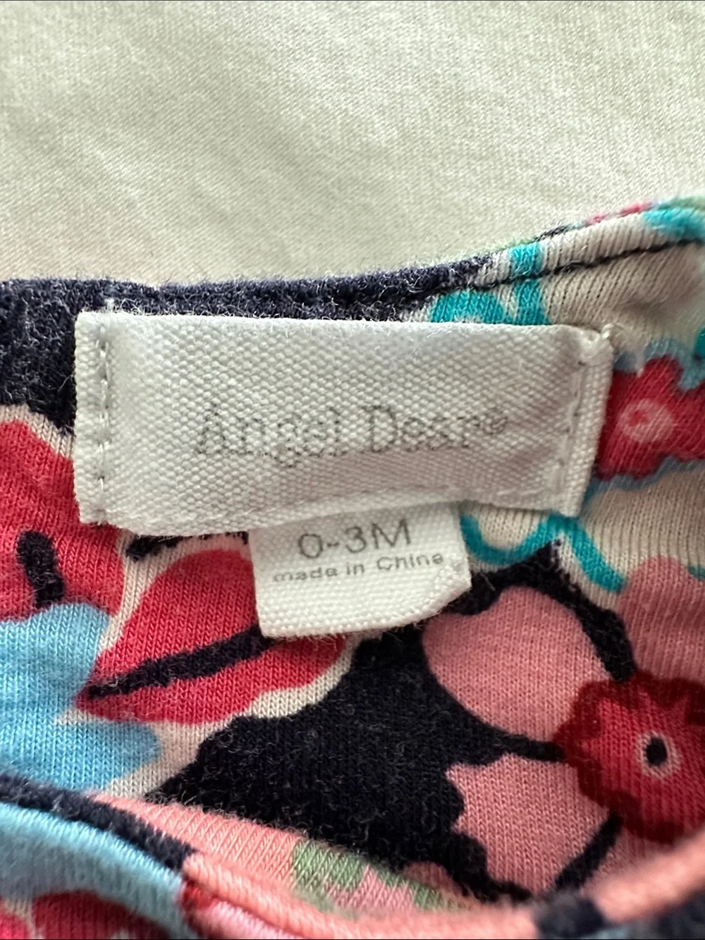 Angel Dear Navy Floral Long-Sleeve One-Piece Bodysuit with Pink & Blue Flowers